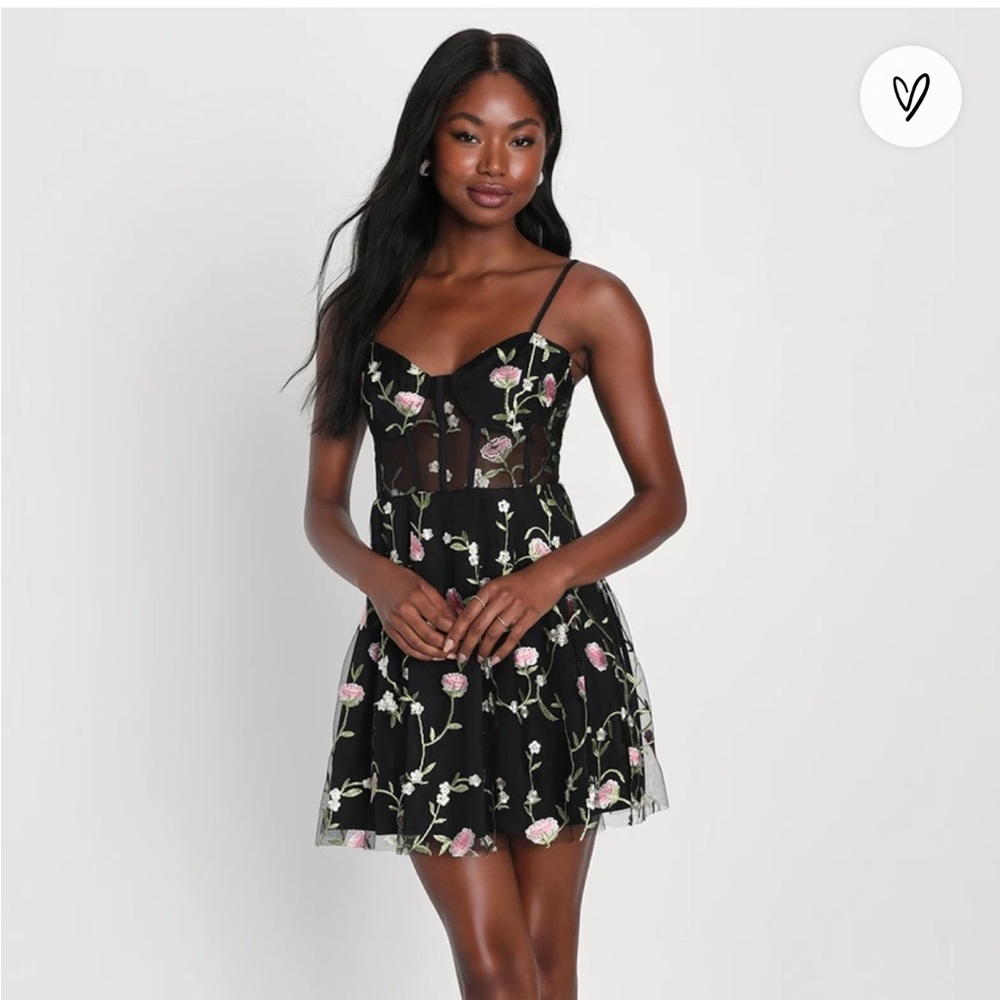Lulus Floral Embroidered Mini Dress